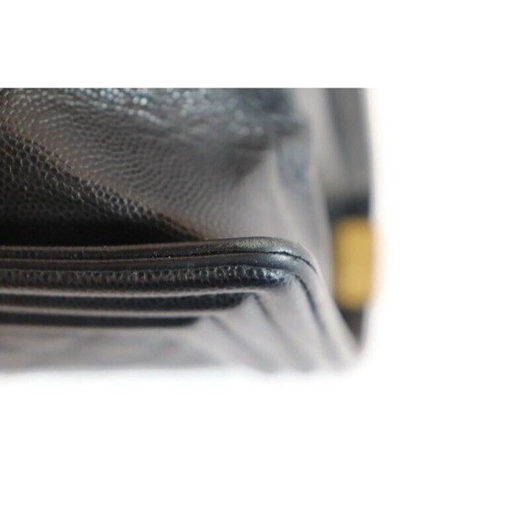 CHANEL - Quilted Black Caviar Leather BOY FLAP Shoulder Bag w/Authenticity Card - Picture 6 of 16